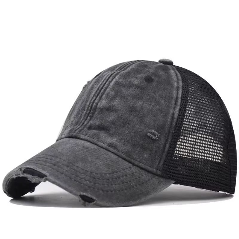Black Mesh Washed Cap | Women